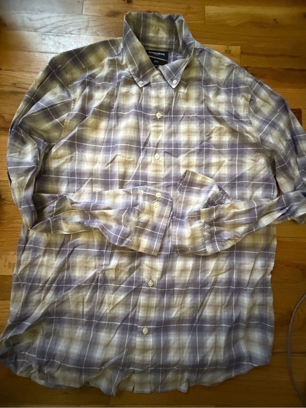 Bonobos Men's Plaid Button-Down Shirt - Lavender and Cream